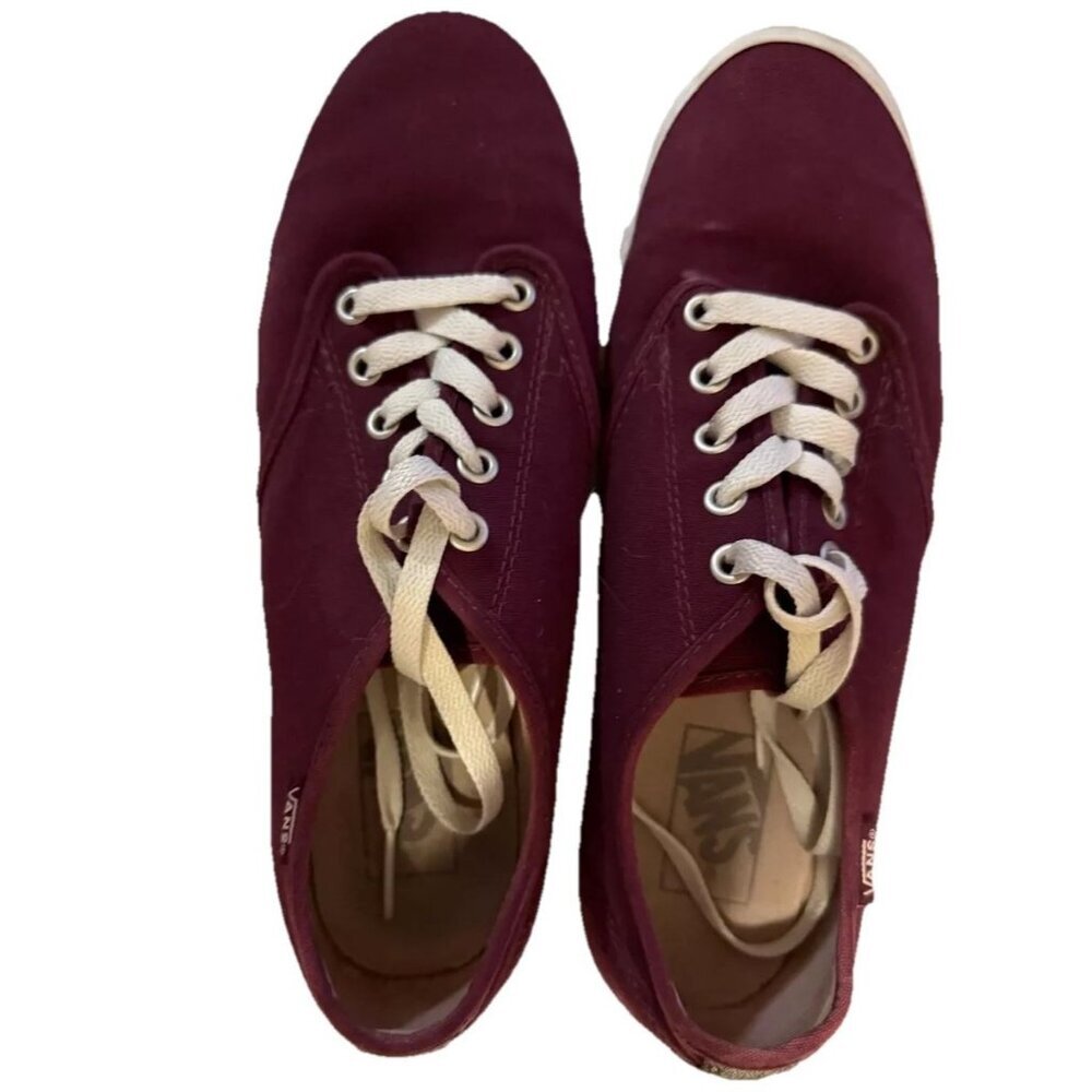 Vans Off The Wall Lace Up Shoes Men's Sz 8.5 Women's Sz 10 Maroon Grunge Nirvana
